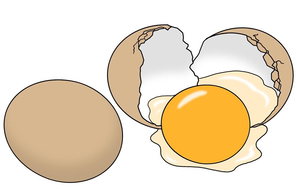 Eier roh , eins kaputt