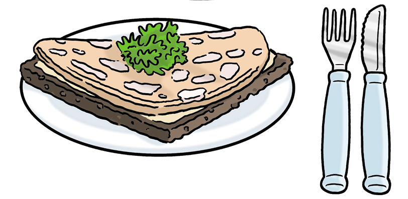 Brot mit Belag und Besteck