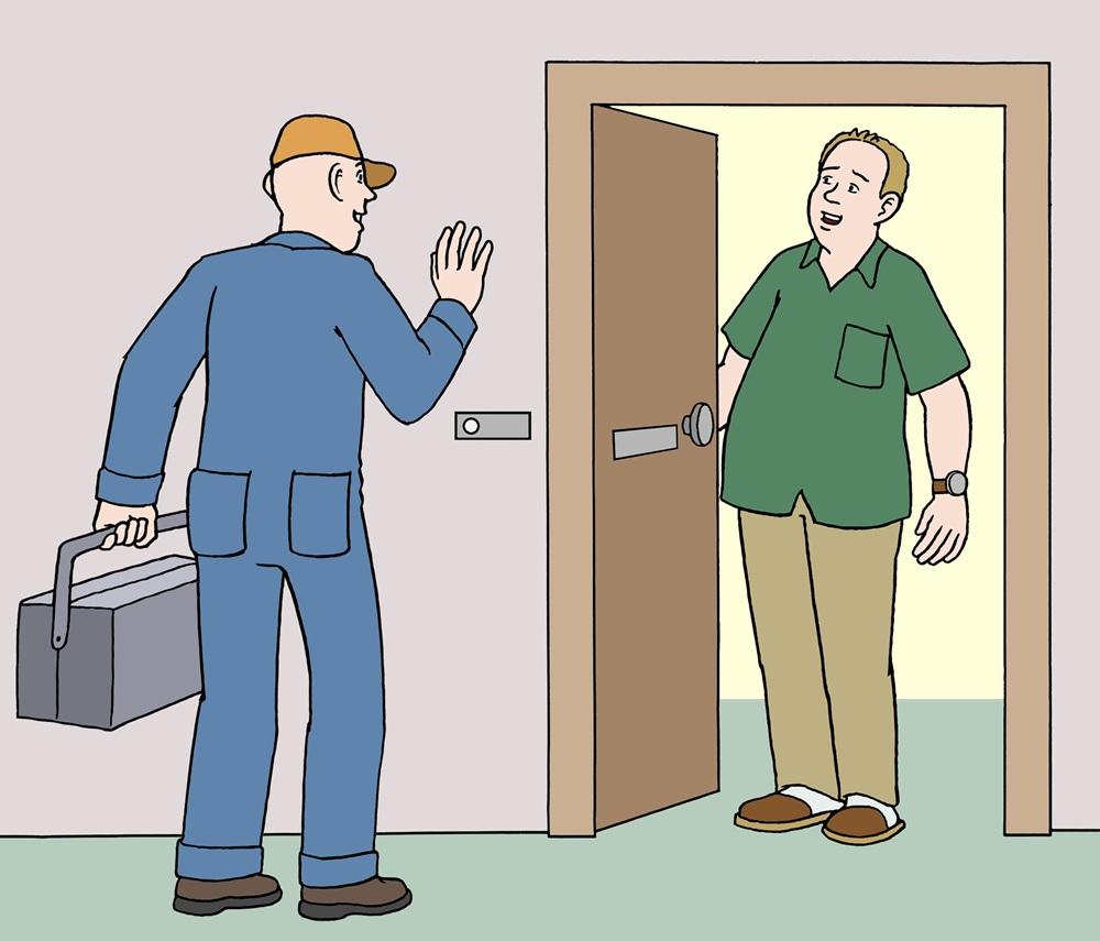 Handwerker an der Haustür