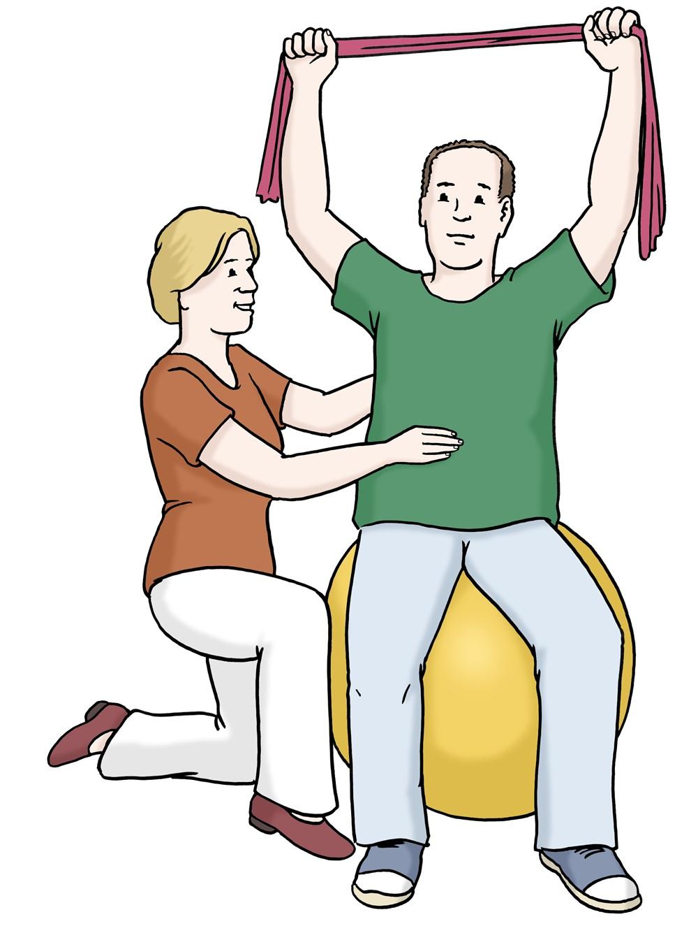 Mann bei Krankengymnastik auf Ball