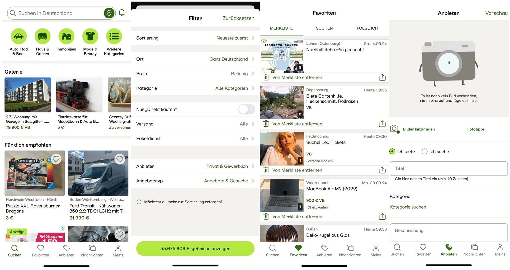 Screenshot Apptest "Kleinanzeigen"