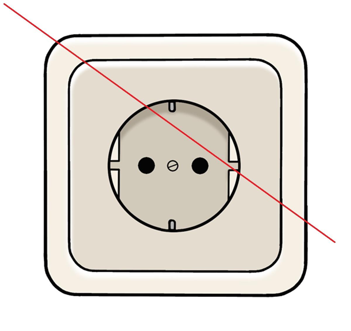 Steckdose durchgestrichen