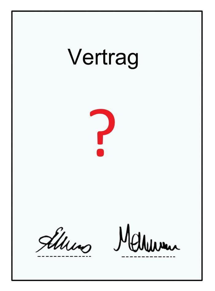 Vertrag Dokument mit rotem Fragezeichen