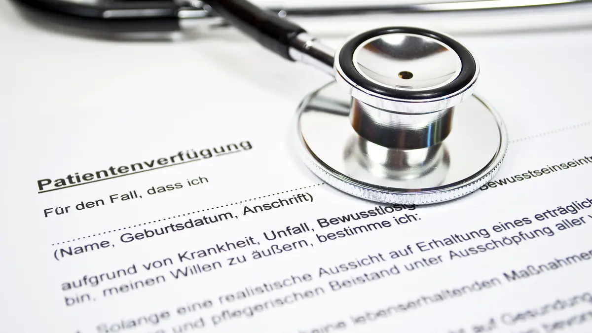 Nahaufnahme einer Patientenverfügung