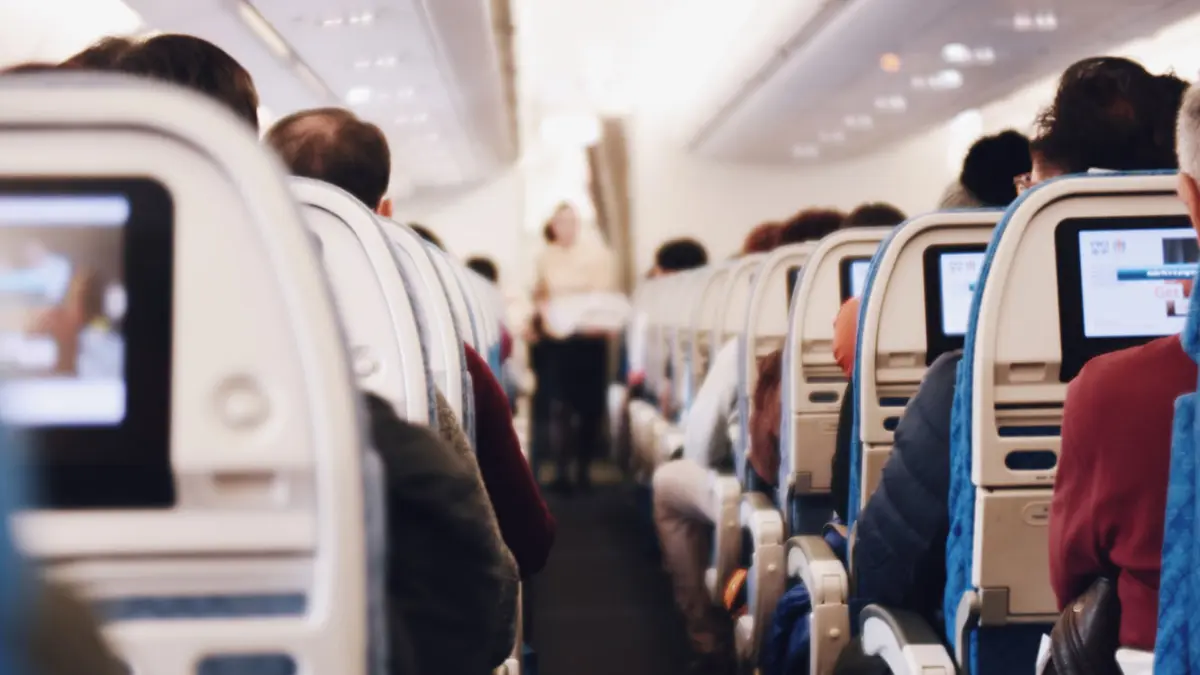 Innenraum eines Flugzeugs.
