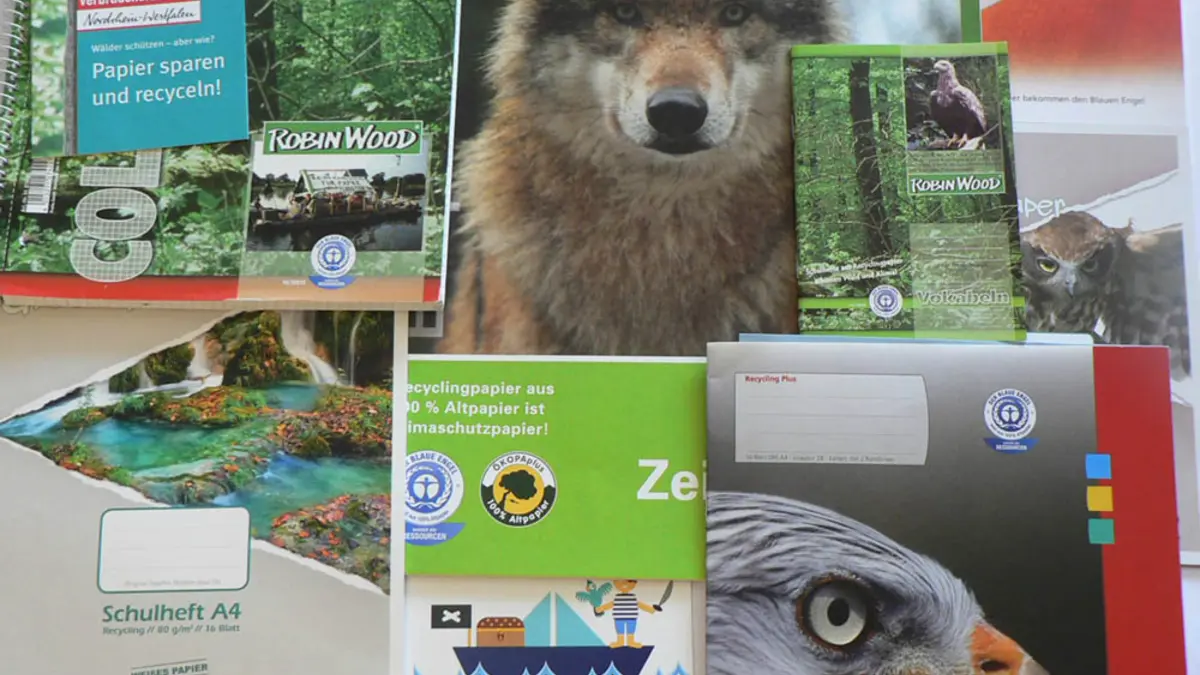 Collage aus Schreibheften und Blöcken