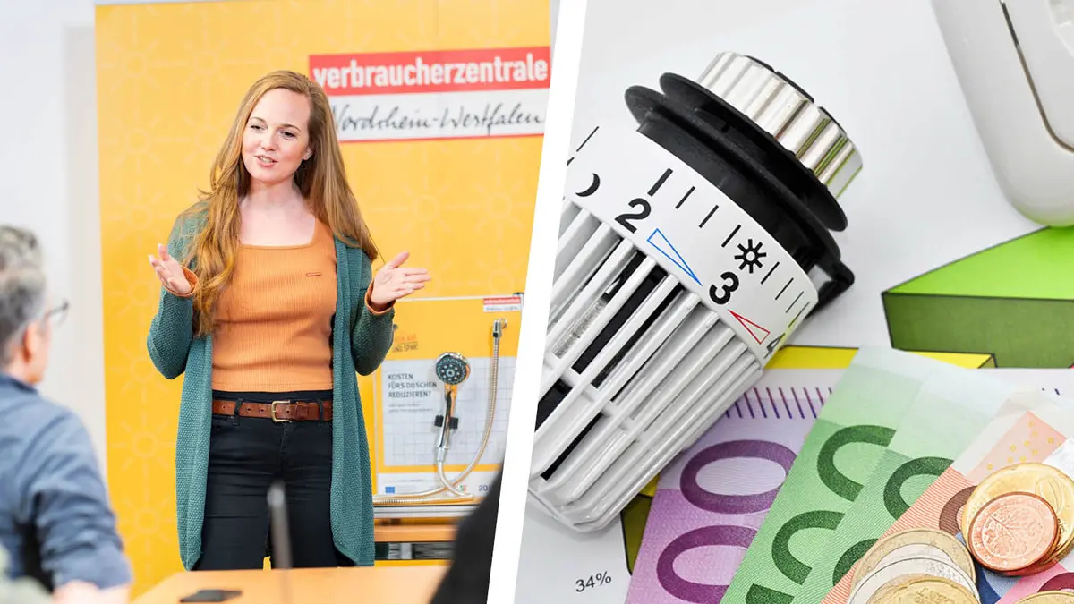Vortragssituation & Thermostat, Geldscheine, Lichtschalter