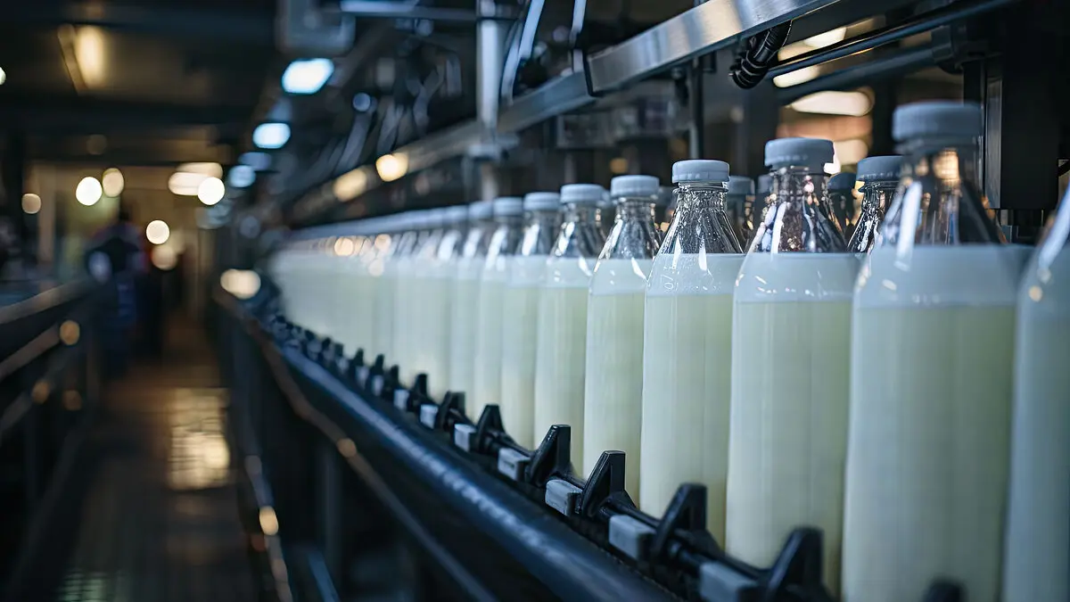 Milch in Glasflaschen