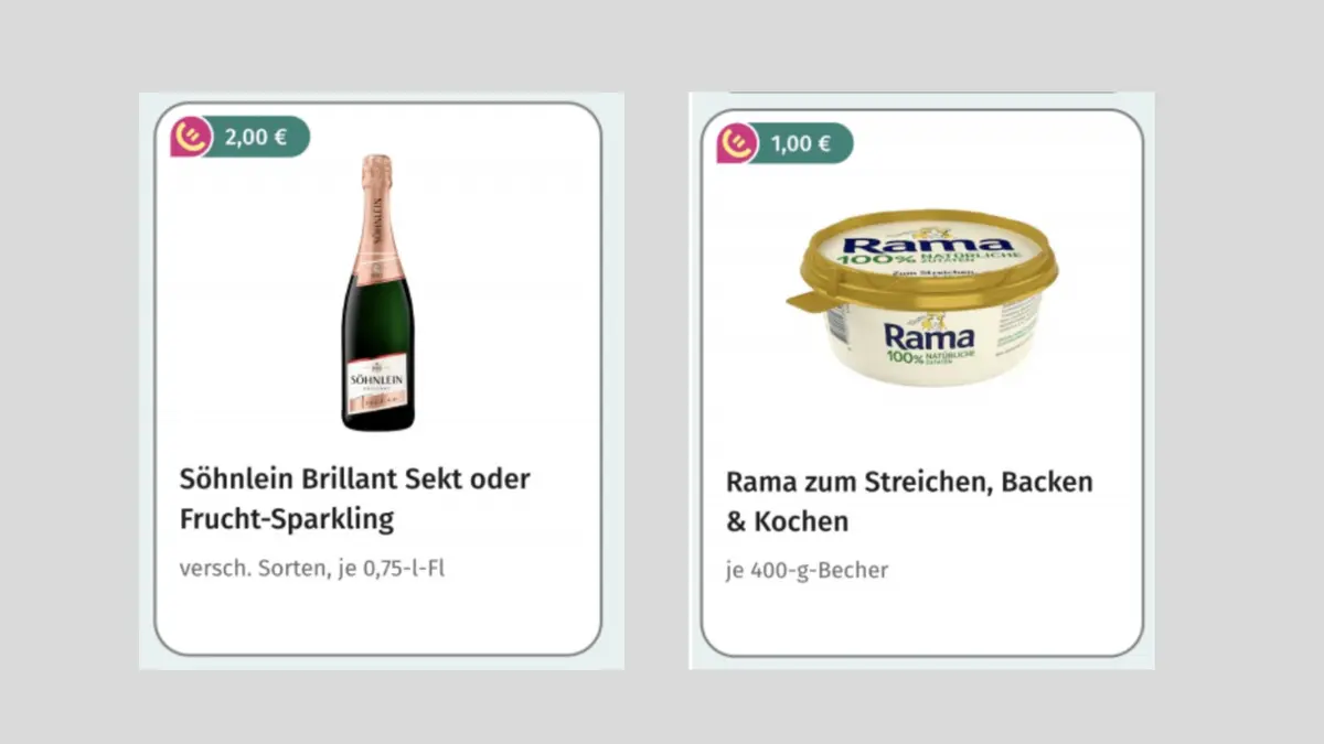 Zwei Beispiele aus der Rewe-App