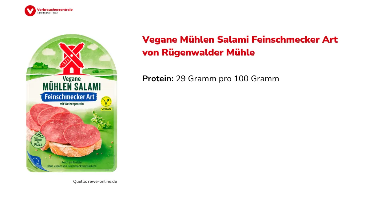 Packung vegane Salami mit Proteingehalt
