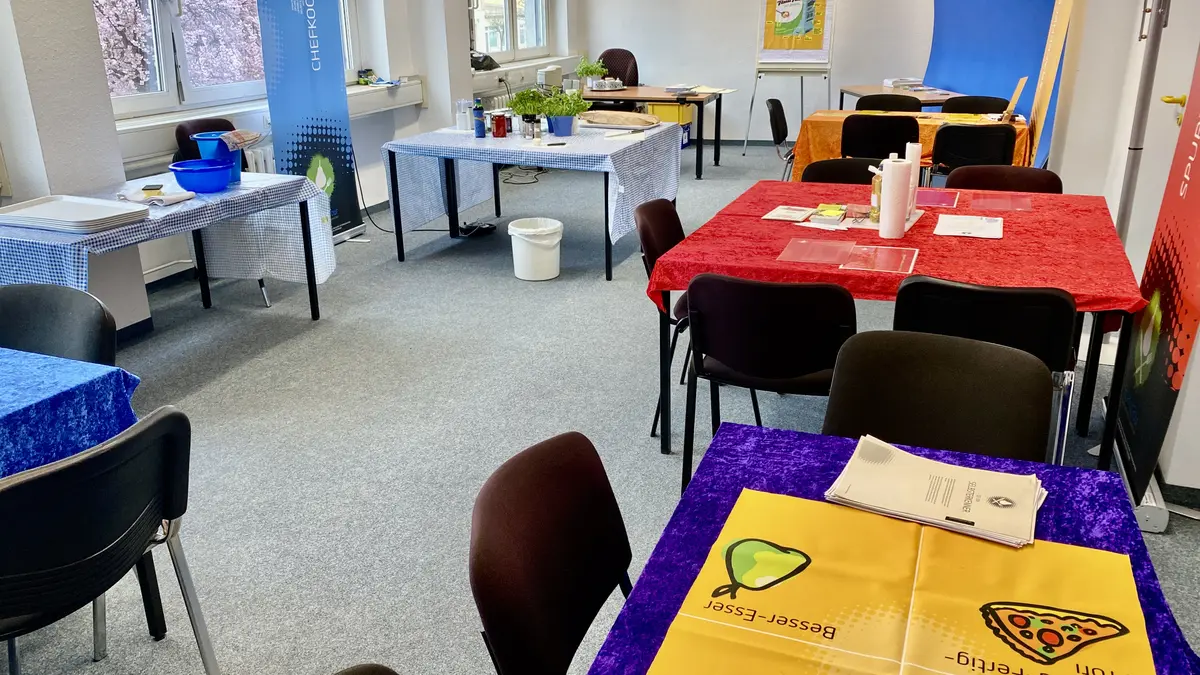 Blick in die Stationen des Workshops Ess-Kult-Tour.
