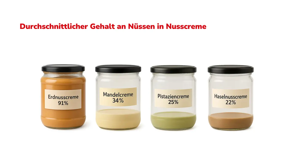 Ansicht Anteil Nüsse in verschiedenen Nusscremes