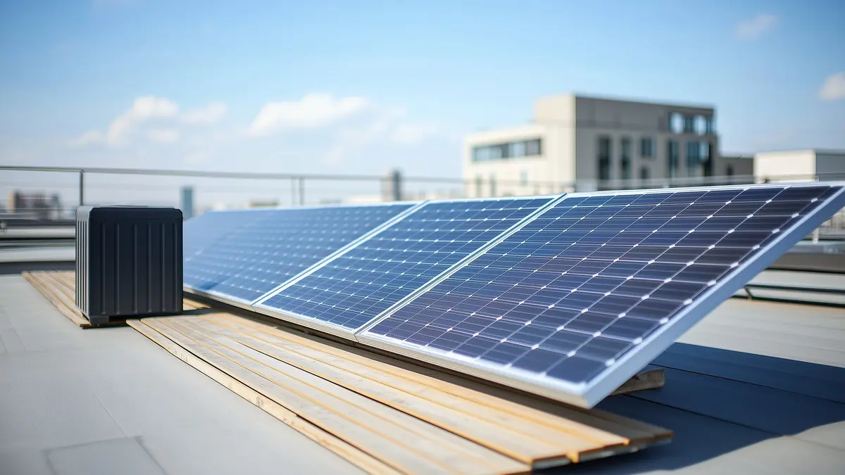 Batteriespeicher für kleine Solarkraftwerke auf einem Dach