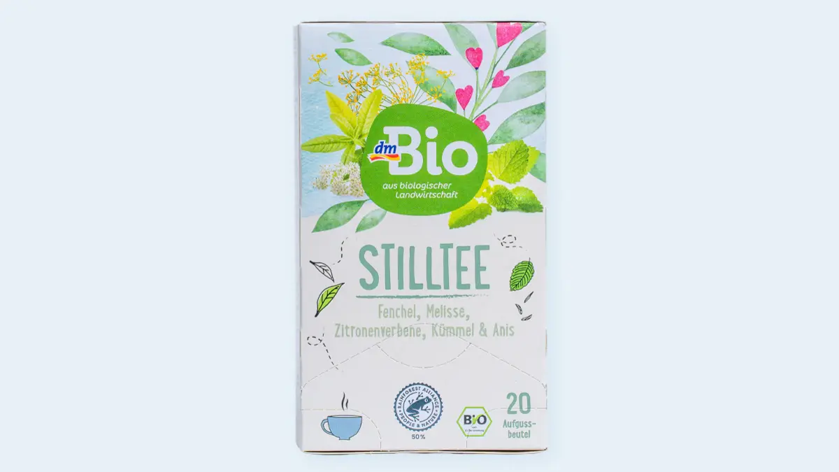 Abbildung DM Stilltee Fenchel, Melisse, Zitronenverbene, Kümmel und Anis