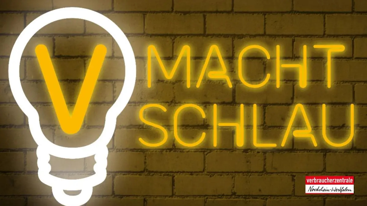 Logo des Podcasts "V macht schlau" der Verbraucherzentrale NRW.