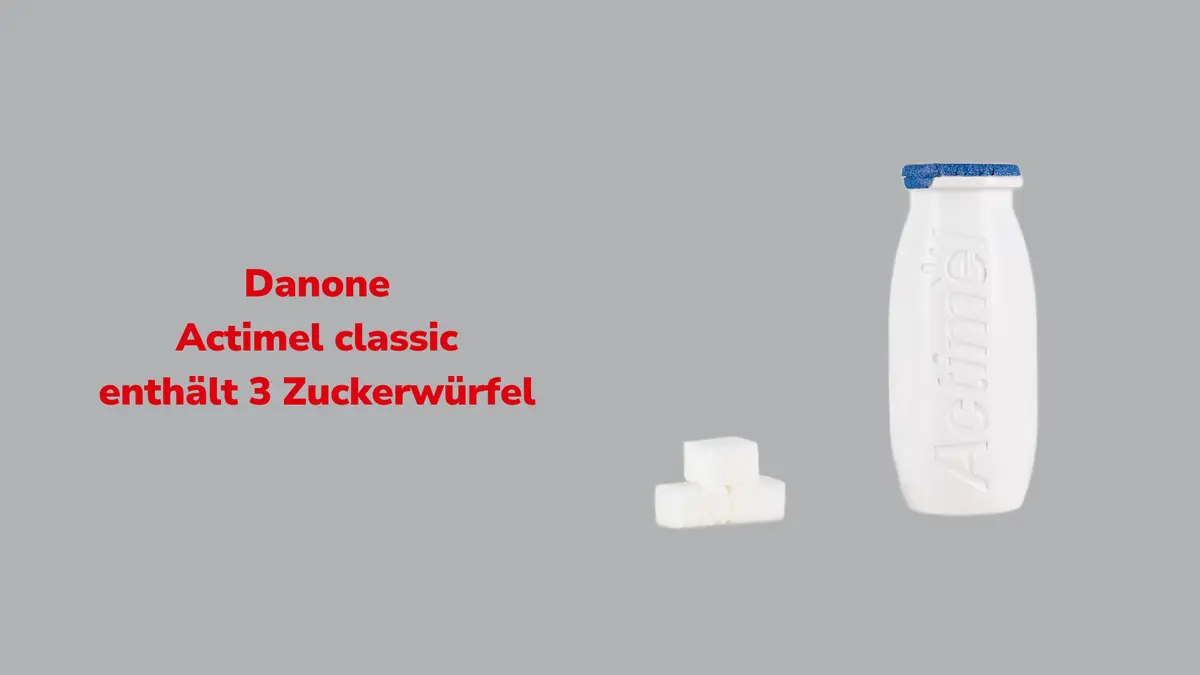 Joghurt Drink mit Angabe von Zucker mit Zuckerwürfeln