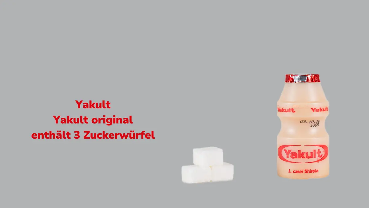 Joghurt Drink mit Angabe von Zucker mit Zuckerwürfeln
