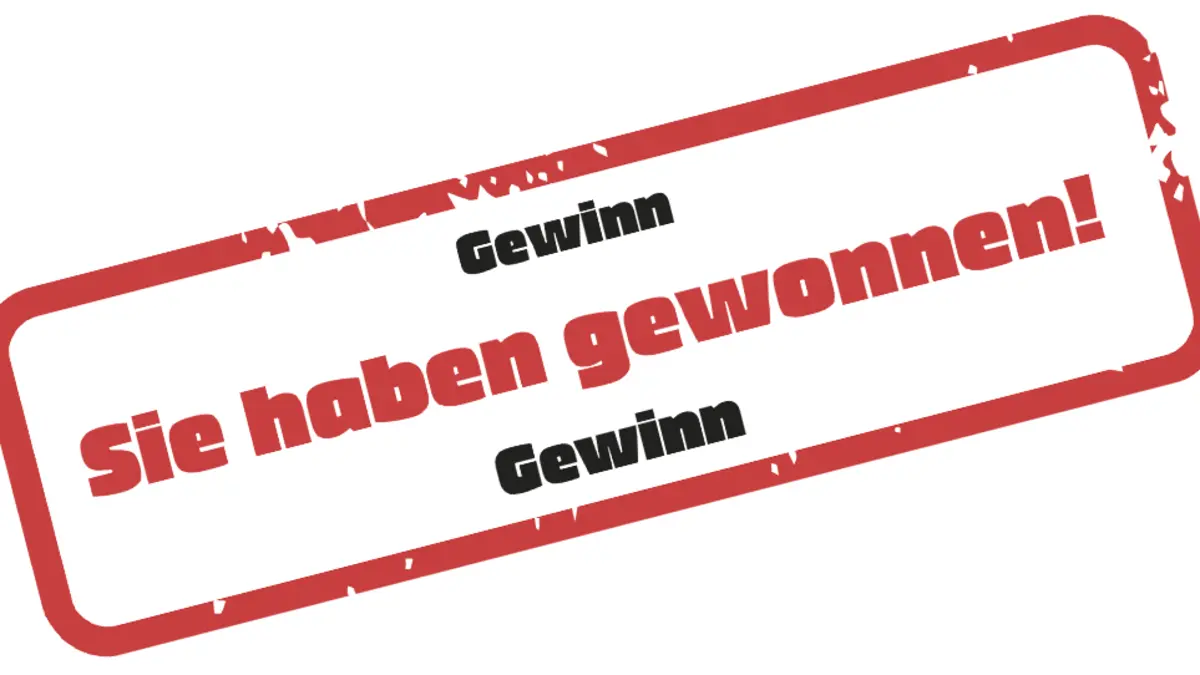 Ein Stempel mit der Aufschrift "Sie haben gewonnen!"