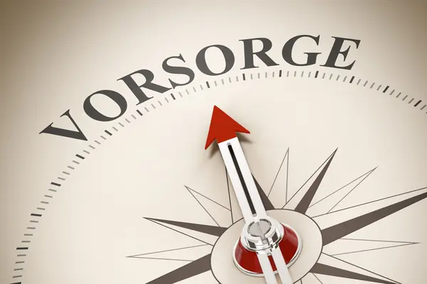 Kompass Nadel zeigt auf Vorsorge