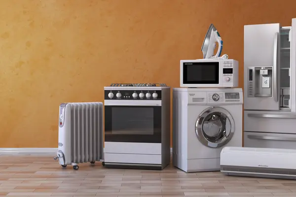 Defekte Elektrogeräte warten auf ihre Reparatur.