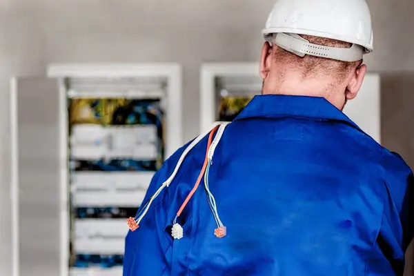 Elektriker nimmt den Pflichteinbau eines Smart Meters vor.