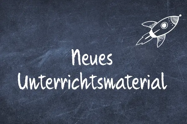 Tafel mit Schrift Neue Unterrichtsmaterialien 16x9