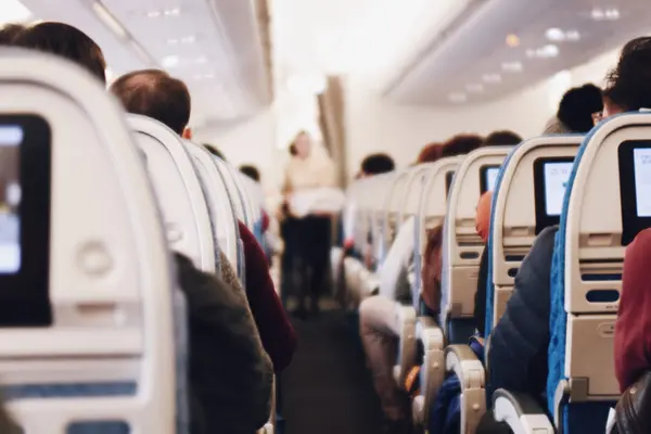Innenraum eines Flugzeugs.