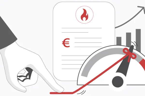 Gaspreis wird mit Zeigefinger an einem Chronograph geberemst