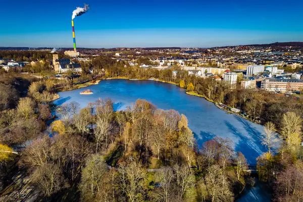 Schlossteich Chemnitz von oben