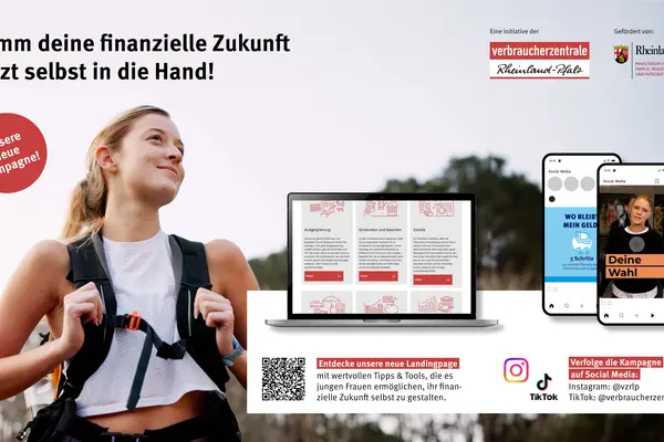 Zusammengestelltes Bild mit Screenshots einer Webseite und Sozial-Media Accounts