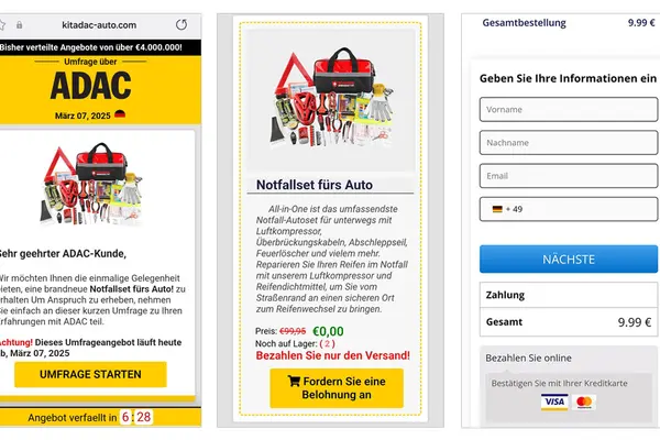 Screenshot der Betrugsmasche 