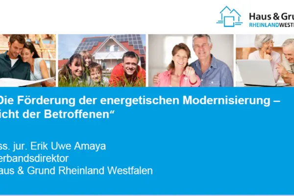 Förderung der energetischen Modernisierung - Sicht der Betroffenen: Amaya 27.10.25, Haus und Grund Rheinland-Westfalen