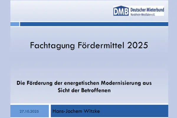 Förderung der energetischen Modernisierung - Sicht der Betroffenen: Witzke 27.10.25, DMB