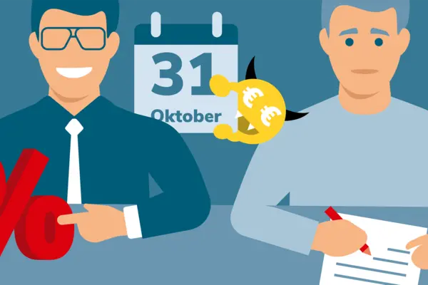 Ein Verkäufer von Finanzprodukten versucht einen Kunden zur übereilten Vertragsunterschrift zu bewegen, indem er ihn zeitlich unter Druck setzt.