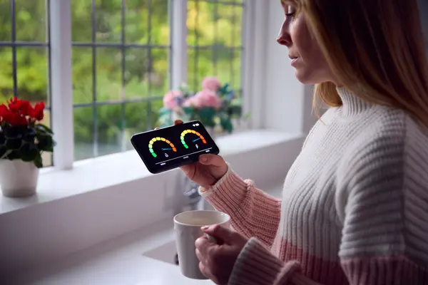 Frau liest Smart meter ab