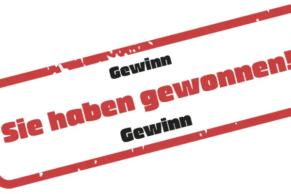 Ein Stempel mit der Aufschrift "Sie haben gewonnen!"