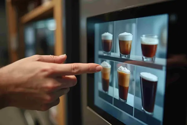 Kaffemaschien Bildschirm welchen Kaffee es zur Auswahl gibt