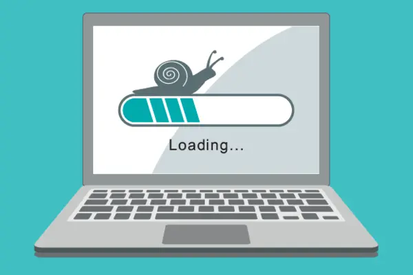 langsames Internet Schneckenlaptop