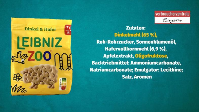 Produktfoto von Kinderkeksen mit der Zutatenliste