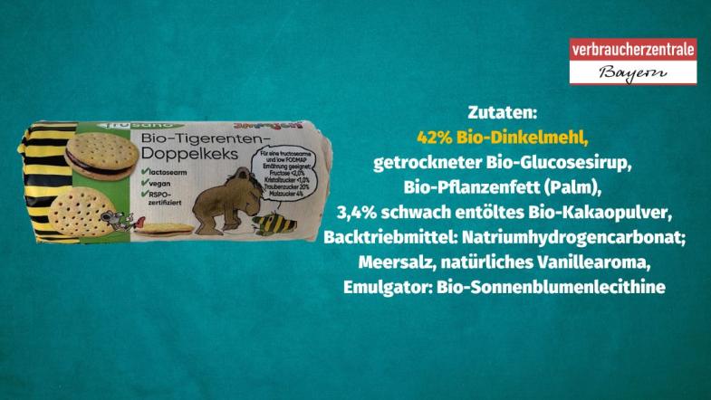 Produktfoto von Kinderkeksen mit der Zutatenliste