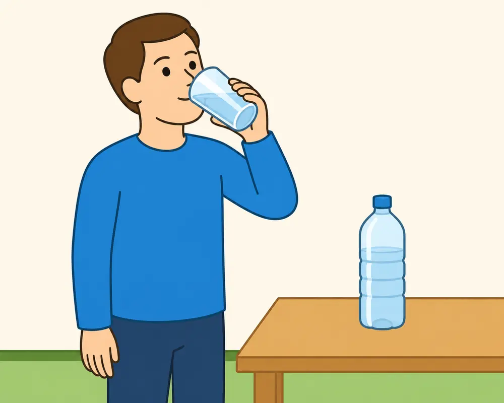 für leichte sprache: Mann trinkt aus einem Wasserglas